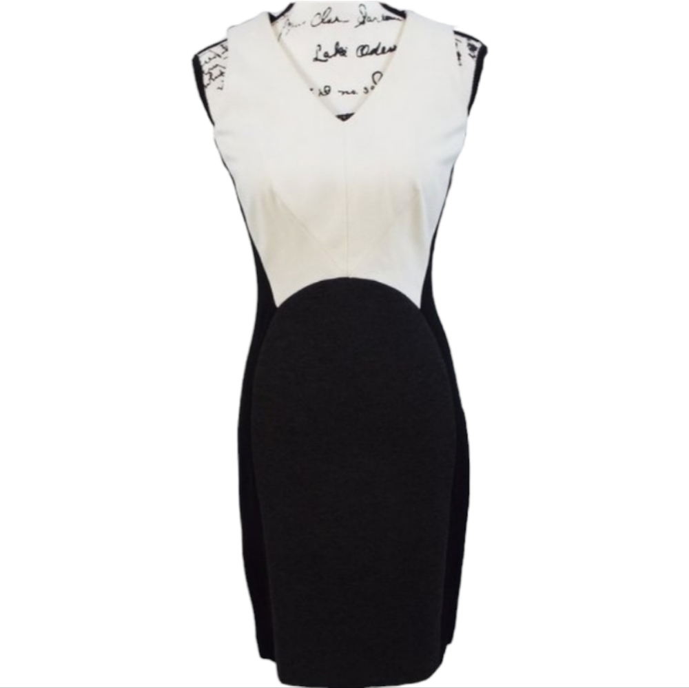 Vince Camuto Colorblock Sleeveless V-neck Sheath Fitted Dress Size 4